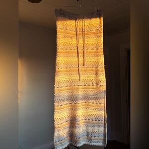 Crochet Maxi Skirt in Yellow and Cream